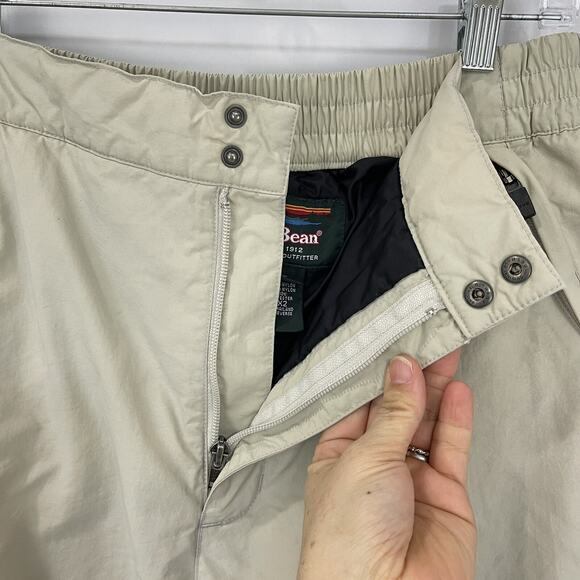 LL Bean Men's Insulated Ski Snow Pants Beige / Black Nylon Sz Medium 30 Inseam - Picture 12 of 15